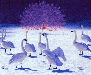 Painting - Snow Geese and Peacock